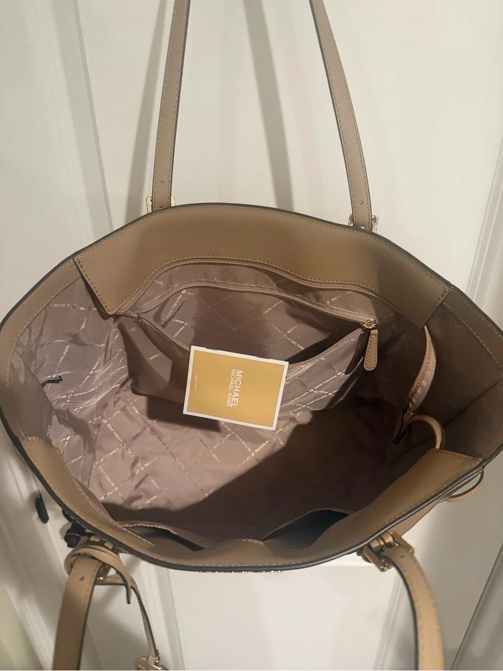 Michael Kors Tan Leather Tote with MK Charm
